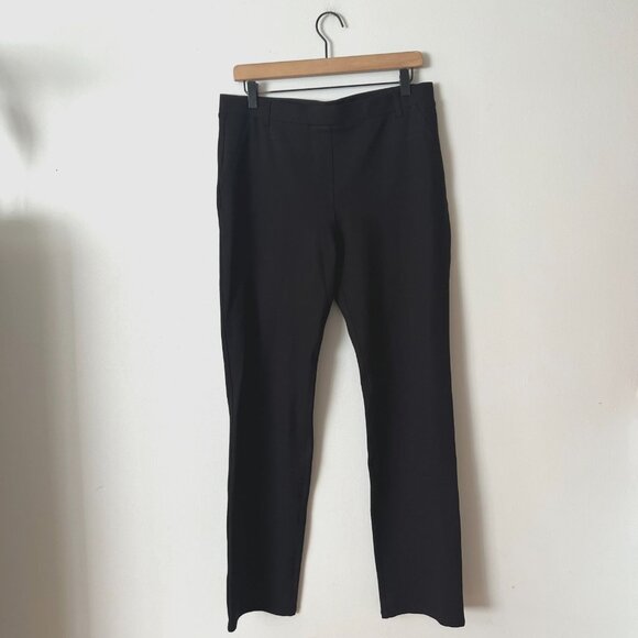 Quince Black Ultra-Stretch Ponte Straight Leg Pants Women's Size Large Long - Picture 1 of 9